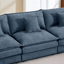 Modern Modular Sectional Sofa 105-Inch L-Shaped Couch Set with Movable Ottoman in Blue Chenille