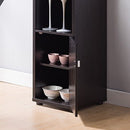 Bar Cabinet, Extended Table Kitchen Cabinet With Wine Bottle Compartment & Open Shelving - Red Cocoa by HouseOfZazla