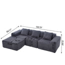 L-Shape Modern Minimalist Modular Sectional Sofa with Deep Seats by HouseOfZazla