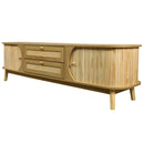 Rattan TV Stand For Tvs Up To 75'', Modern Farmhouse Media Console, Entertainment Center With Legs, TV Cabinet For Living Room, Home Theatre - Natural Wood by Unique Piece Furniture