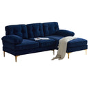83" Modern Sectional Sofas Couches Velvet L Shaped Couches for Living Room, Bedroom, Blue
