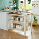 Rustic 3 Piece Stationary Kitchen Island Set With 2 Seatings, With 2 Open Shelves by Unique Piece Furniture