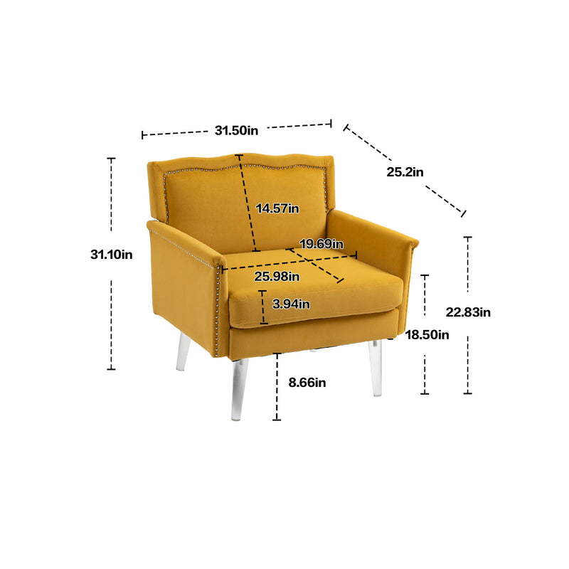 Accent Chair, Living Room Chair / leisure single sofa with acrylic feet