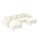 Deep Seat Convertible Sofa With Soft Pillows And Ottomans by HouseOfZazla
