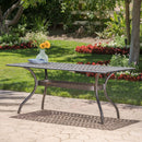 Enchantia Outdoor Rectangular Dining Table with Weave Tabletop and Flared Legs - Copper by HouseOfZazla