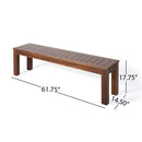 Acacia Wood Outdoor Bench with Beautiful Slat Paneling - Dark Brown
