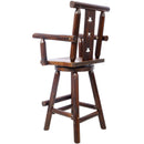 Rustic Tall Bistro Chair Decorative Star Backrest And Footrest, Fir Wood, 4 Foot - Brown