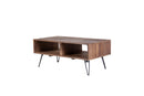 Reclaimed Wood Cocktail Table With Open Storage For Living Room, Metal Legs, Foldable - Black / Natural by Unique Piece Furniture