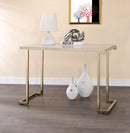 Boice II - Faux Marble Top Sofa Table - White / Champagne by HouseOfZazla
