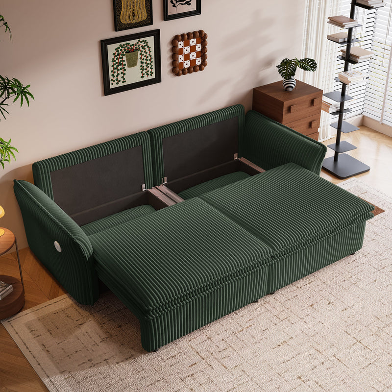 Multi-Functional 85-Inch Convertible Sofa Bed with Plush Fabric - Beige, photo 4 of 10