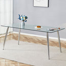 Modern Rectangular Glass Dining Table For 4 - 6 People With Tempered Glass Countertop