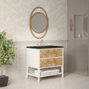 James Martin Olena 36" Single Bathroom Vanity, Polished White and Light Mappa Burl
