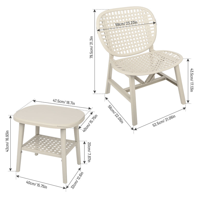 Walker Edison | All Weather 3 Piece Retro Patio Table Chair Set