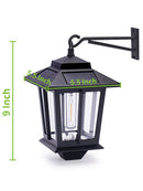 2 Pack SmartYard Solar Aluminum Wall Hanging Lanterns with Replaceable Bulb, 4 Solar Panels,Anti-Rust