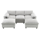 Modular Sectional With Storage Pockets, 5 Seat U Shaped Couch Set With Pillows, Free Combination Modern Cloud Sofa With 2 Movable Ottoman