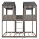 Bunk Bed With Roof, Window, Guardrail, Ladder