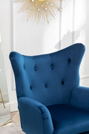 Sovarol - Velvet Button-Tufted Wing Back Accent Chair - Blue by HouseOfZazla