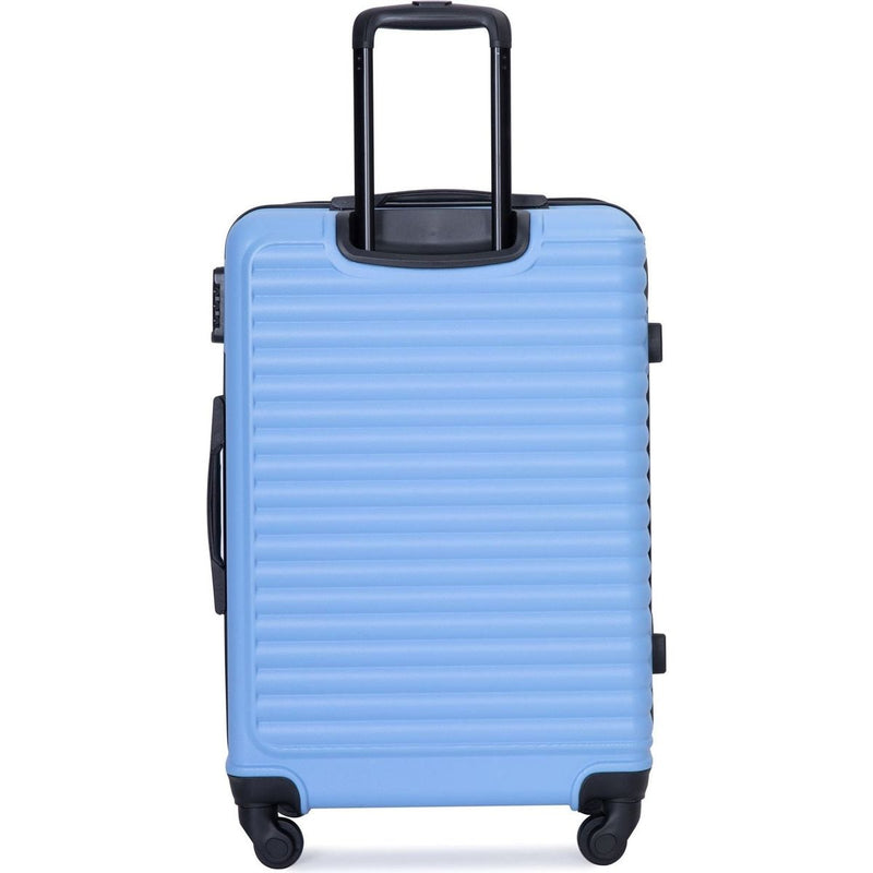 3 Piece Luggage Sets ABS Lightweight Suitcase with Two Hooks, Spinner Wheels, TSA Lock, (20/24/28) LIGHT BLUE
