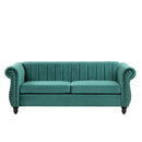 82.5" Modern Sofa Dutch Fluff Upholstered sofa with solid wood legs, buttoned tufted backrest,green