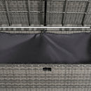 2-Piece Rattan Outdoor Patio Bench Lounge Roof Set, Effective UV Protection Fabric & Waterproof Cushions and Adjustable Backrest for Garden, Backyard and Porch (Grey Wicker + Grey Fabric)