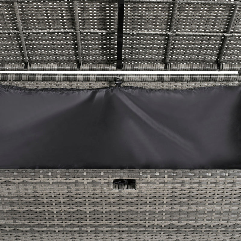 2-Piece Rattan Outdoor Patio Bench Lounge Roof Set, Effective UV Protection Fabric & Waterproof Cushions and Adjustable Backrest for Garden, Backyard and Porch (Grey Wicker + Grey Fabric)