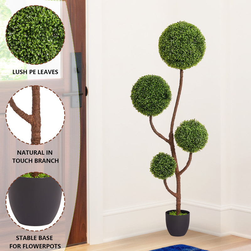 2025 High quality green plant trees for indoor outdoor decoration artificial boxwood topiary ball tree 150cm 1pcs/set