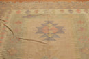 6'4" x 10'3" Tan Hand woven Tribal Turkish Kilim Wool Vegetable Dyes Traditional Oriental Area rug