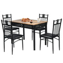 5 Pcs Dining Set Wood Metal Table and 4 Chairs with Cushions by LJGDeals