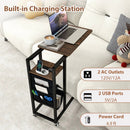 C-shaped End Table with Charging Station and Retractable Tabletop-Coffee by LJGDeals