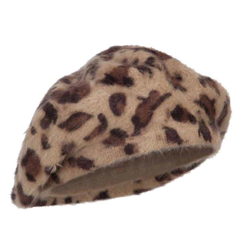 Cheetah Angora Beret