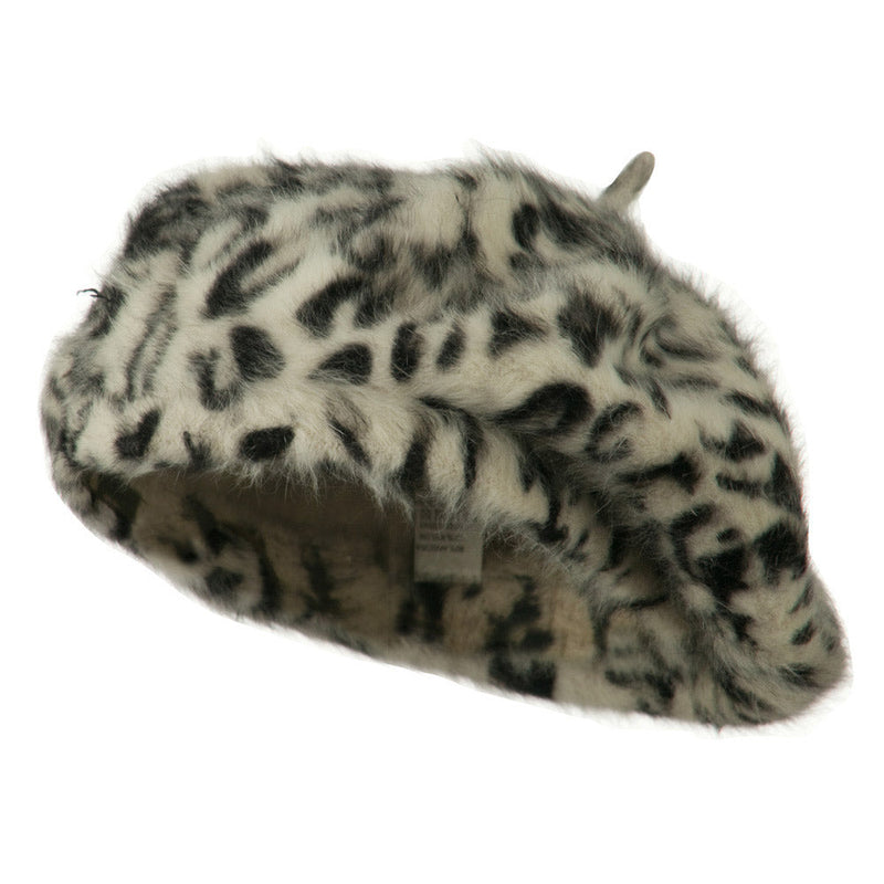 Cheetah Angora Beret