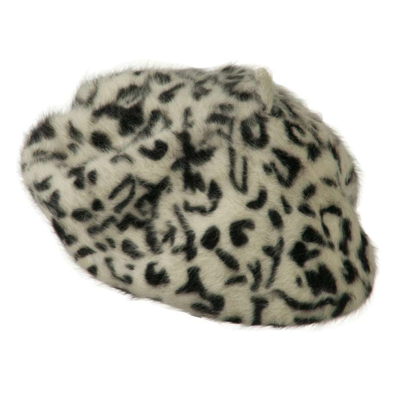 Cheetah Angora Beret