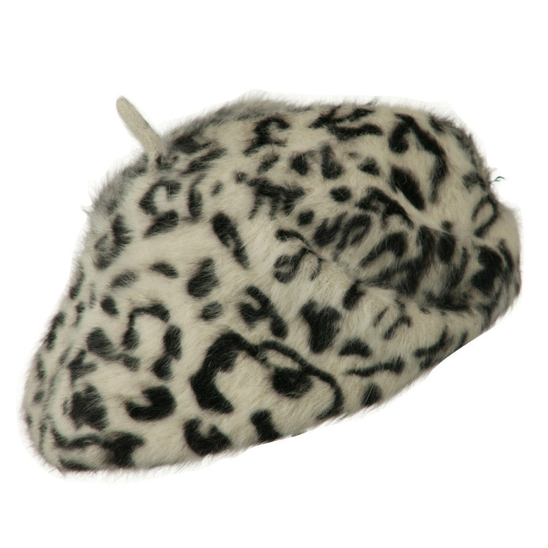 Cheetah Angora Beret