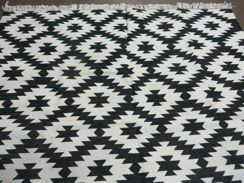 4' X 6' Hand Woven Wool Rug Contemporary Kilim Dhurrie Modern Oriental Area Rug
