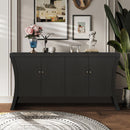 Refined Industrial 4 Door Credenza With Arc Legs & Clasps by Unique Piece Furniture