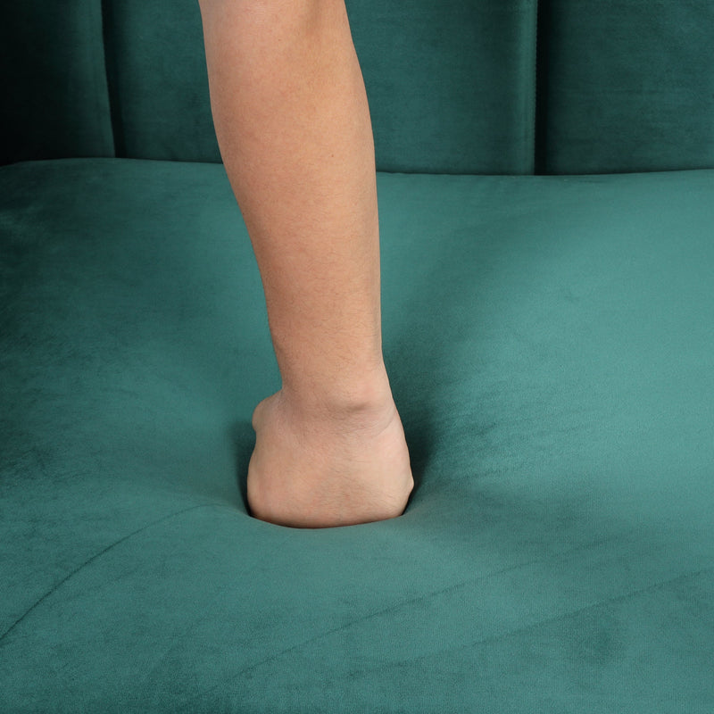 82.5" Modern Sofa Dutch Fluff Upholstered sofa with solid wood legs, buttoned tufted backrest,green