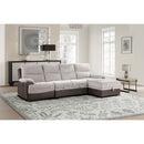 Kia - Sectional With Power And USB - Beige / Brown by HouseOfZazla