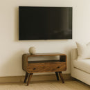 Mini Curved Media Unit - Chestnut by Unique Piece Furniture