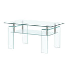 Modern Tempered Glass Coffee Table With 2 Tier Storage For Living Room by Unique Piece Furniture