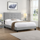Full Size Upholstered Platform Bed Frame With Pull Point Tufted Headboard, Strong Wood Slat Support, Mattress Foundation, No Box Spring Needed - Gray by Unique Piece Furniture