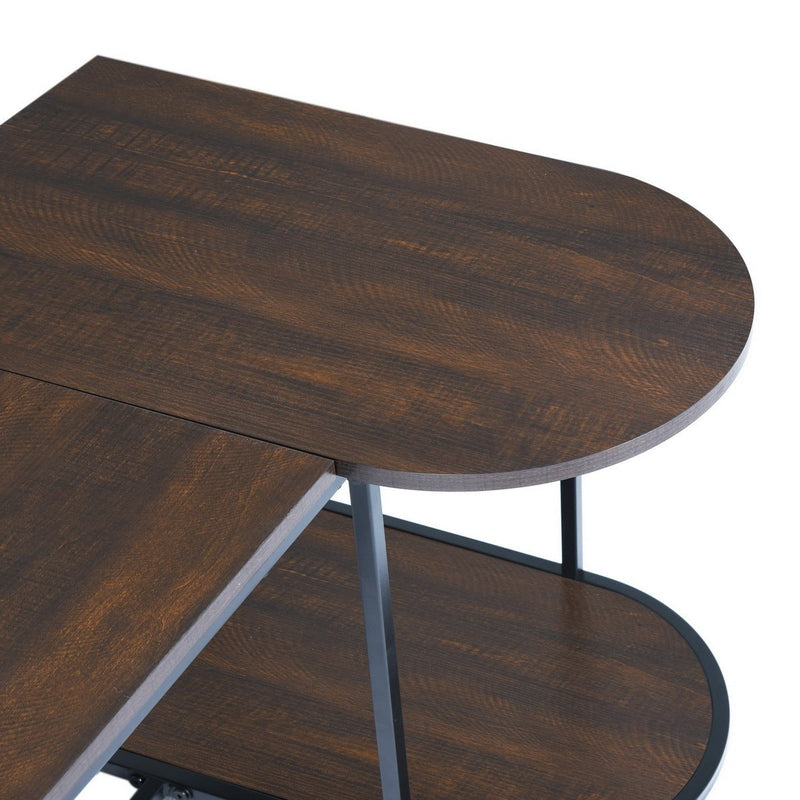 47.2" W x 25.6"D x 17.7" H Modern Industrial Style Rectangular Wood Grain Top Coffee Table with Metal Frame - Walnut & Black