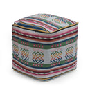 Inca - Handcrafted Peruvian Print Square Pouf Ottoman - Multicolor by HouseOfZazla