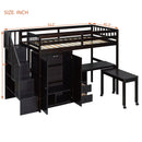 Loft Bed With Stairs, Bookshelf, Drawers, Desk & Wardrobe, Space Saving Multifunctional Furniture by HouseOfZazla