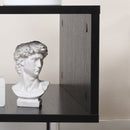 20" Modern End Table, Accent Side Table, S-Shaped Coffee Table with Storage Shelf and Steel Poles, Black