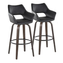 Mustang - Contemporary Fixed Height Barstool With Swivel With Round Footrest (Set of 2) by HouseOfZazla