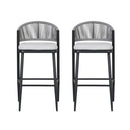 Outdoor Bar Height Metal Frame Counter Stools with Scallop-Shaped Backrest & Water-Resistant Cushions by HouseOfZazla