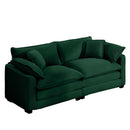 Modern Fabric Living Room Sofa with 4 Pillows, Upholstered Large Deep Seating Loveseat, Green Corduroy