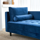 64" Velvet Chaise, Mid-Century Modern Chaise Furniture, Sleeper for Living Room, Apartment, Tool-Free Assembly. (Blue)