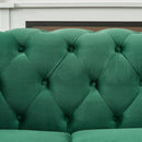Chesterfield Fabric Sofa With Roll Armrest And Nailhead, Mid Century 2 Seater Couch