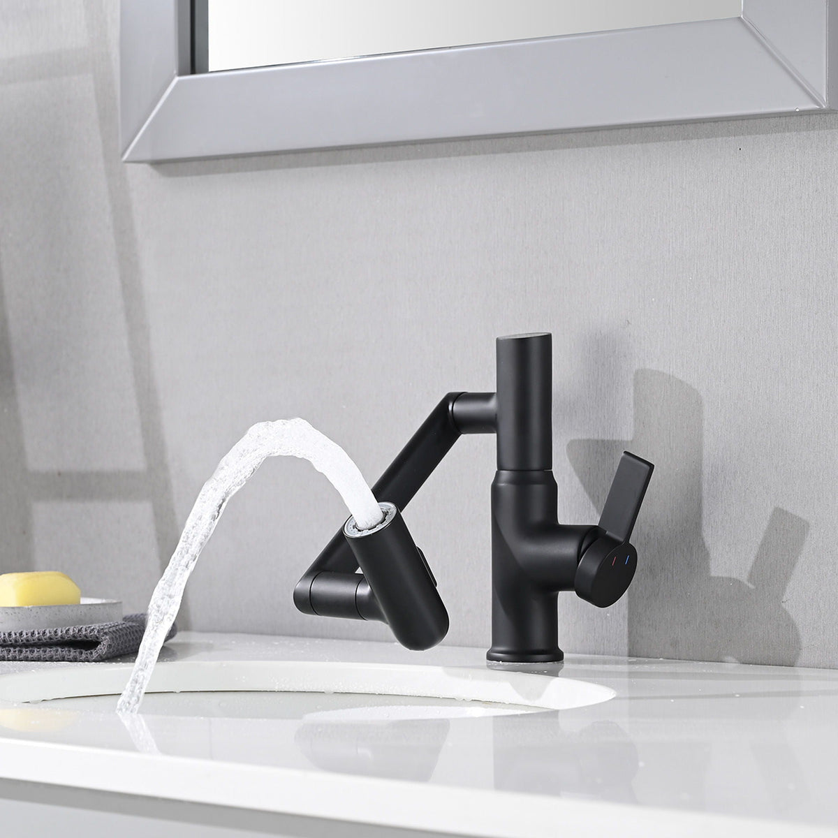 Bathroom Sink Faucet With Spray Function And Temperature Display, Anti Skid Switch, 360 Degree Rotary, photo 14 of 16
